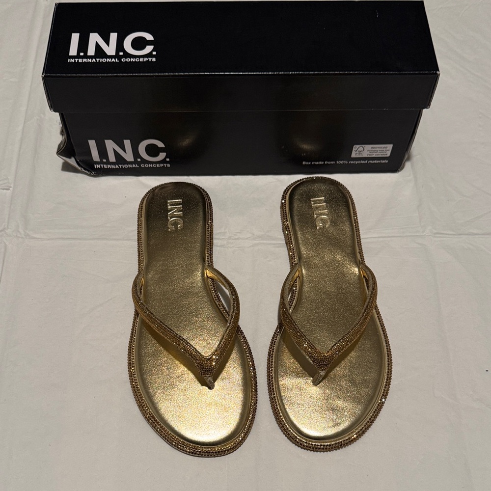 INC International Concepts Women's Shimmering Gold Sandals